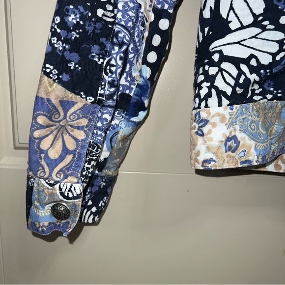Christopher & Banks Abstract Blue Print Denim Jean Jacket Size Medium - Picture 4 of 14